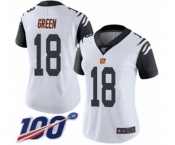 Women's Cincinnati Bengals #18 A.J. Green Limited White Rush Vapor Untouchable 100th Season Football Jersey