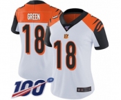 Women's Cincinnati Bengals #18 A.J. Green White Vapor Untouchable Limited Player 100th Season Football Jersey
