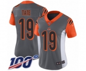 Women's Cincinnati Bengals #19 Auden Tate Limited Silver Inverted Legend 100th Season Football Jersey