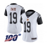 Women's Cincinnati Bengals #19 Auden Tate Limited White Rush Vapor Untouchable 100th Season Football Jersey