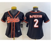 Women's Cincinnati Bengals #2 Evan McPherson Black With Patch Cool Base Stitched Baseball Jersey