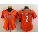 Women's Cincinnati Bengals #2 Evan McPherson Orange With Patch Cool Base Stitched Baseball Jersey