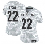 Women's Cincinnati Bengals #22 Geno Stone 2024 F.U.S.E Arctic Camo Salute To Service Limited Stitched Football Jersey