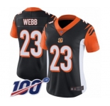 Women's Cincinnati Bengals #23 B.W. Webb Black Team Color Vapor Untouchable Limited Player 100th Season Football Jersey