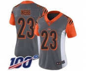 Women's Cincinnati Bengals #23 B.W. Webb Limited Silver Inverted Legend 100th Season Football Jersey