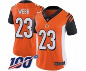 Women's Cincinnati Bengals #23 B.W. Webb Orange Alternate Vapor Untouchable Limited Player 100th Season Football Jersey