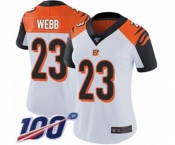 Women's Cincinnati Bengals #23 B.W. Webb White Vapor Untouchable Limited Player 100th Season Football Jersey