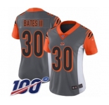 Women's Cincinnati Bengals #30 Jessie Bates III Limited Silver Inverted Legend 100th Season Football Jersey