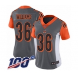 Women's Cincinnati Bengals #36 Shawn Williams Limited Silver Inverted Legend 100th Season Football Jersey