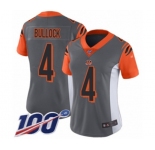 Women's Cincinnati Bengals #4 Randy Bullock Limited Silver Inverted Legend 100th Season Football Jersey