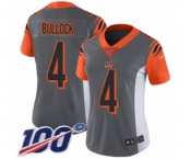 Women's Cincinnati Bengals #4 Randy Bullock Limited Silver Inverted Legend 100th Season Football Jersey