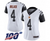Women's Cincinnati Bengals #4 Randy Bullock Limited White Rush Vapor Untouchable 100th Season Football Jersey