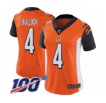 Women's Cincinnati Bengals #4 Randy Bullock Orange Alternate Vapor Untouchable Limited Player 100th Season Football Jersey