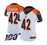 Women's Cincinnati Bengals #42 Clayton Fejedelem White Vapor Untouchable Limited Player 100th Season Football Jersey