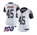 Women's Cincinnati Bengals #45 Malik Jefferson Limited White Rush Vapor Untouchable 100th Season Football Jersey