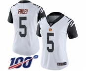 Women's Cincinnati Bengals #5 Ryan Finley Limited White Rush Vapor Untouchable 100th Season Football Jersey