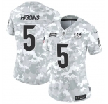 Women's Cincinnati Bengals #5 Tee Higgins 2024 F.U.S.E Arctic Camo Salute To Service Limited Stitched Football Jersey