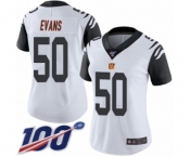 Women's Cincinnati Bengals #50 Jordan Evans Limited White Rush Vapor Untouchable 100th Season Football Jersey
