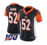 Women's Cincinnati Bengals #52 Preston Brown Black Team Color Vapor Untouchable Limited Player 100th Season Football Jersey