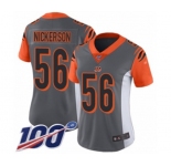 Women's Cincinnati Bengals #56 Hardy Nickerson Limited Silver Inverted Legend 100th Season Football Jersey