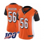 Women's Cincinnati Bengals #56 Hardy Nickerson Orange Alternate Vapor Untouchable Limited Player 100th Season Football Jersey