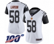 Women's Cincinnati Bengals #58 Carl Lawson Limited White Rush Vapor Untouchable 100th Season Football Jersey
