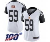Women's Cincinnati Bengals #59 Nick Vigil Limited White Rush Vapor Untouchable 100th Season Football Jersey