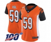 Women's Cincinnati Bengals #59 Nick Vigil Orange Alternate Vapor Untouchable Limited Player 100th Season Football Jersey