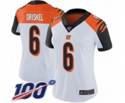 Women's Cincinnati Bengals #6 Jeff Driskel White Vapor Untouchable Limited Player 100th Season Football Jersey