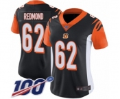 Women's Cincinnati Bengals #62 Alex Redmond Black Team Color Vapor Untouchable Limited Player 100th Season Football Jersey