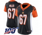 Women's Cincinnati Bengals #67 John Miller Black Team Color Vapor Untouchable Limited Player 100th Season Football Jersey