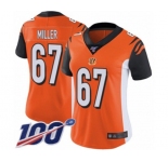 Women's Cincinnati Bengals #67 John Miller Orange Alternate Vapor Untouchable Limited Player 100th Season Football Jersey