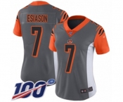 Women's Cincinnati Bengals #7 Boomer Esiason Limited Silver Inverted Legend 100th Season Football Jersey