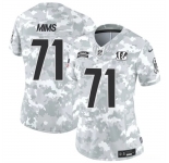 Women's Cincinnati Bengals #71 Amarius Mims 2024 F.U.S.E Arctic Camo Salute To Service Limited Stitched Football Jersey