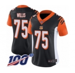 Women's Cincinnati Bengals #75 Jordan Willis Black Team Color Vapor Untouchable Limited Player 100th Season Football Jersey