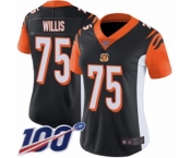 Women's Cincinnati Bengals #75 Jordan Willis Black Team Color Vapor Untouchable Limited Player 100th Season Football Jersey