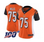 Women's Cincinnati Bengals #75 Jordan Willis Orange Alternate Vapor Untouchable Limited Player 100th Season Football Jersey