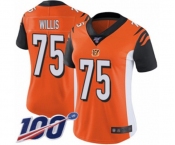 Women's Cincinnati Bengals #75 Jordan Willis Orange Alternate Vapor Untouchable Limited Player 100th Season Football Jersey