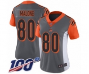 Women's Cincinnati Bengals #80 Josh Malone Limited Silver Inverted Legend 100th Season Football Jersey