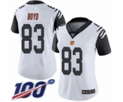 Women's Cincinnati Bengals #83 Tyler Boyd Limited White Rush Vapor Untouchable 100th Season Football Jersey