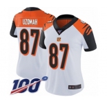 Women's Cincinnati Bengals #87 C.J. Uzomah White Vapor Untouchable Limited Player 100th Season Football Jersey