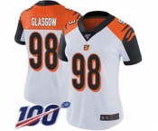 Women's Cincinnati Bengals #98 Ryan Glasgow White Vapor Untouchable Limited Player 100th Season Football Jersey