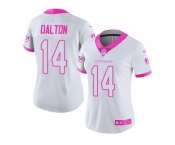 Women's Nike Cincinnati Bengals #14 Andy Dalton White Pink Stitched NFL Limited Rush Fashion Jersey