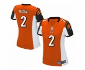 Women's Nike Cincinnati Bengals #2 Mike Nugent Game Orange Alternate NFL Jersey