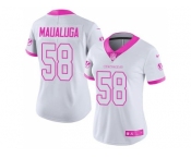Women's Nike Cincinnati Bengals #58 Rey Maualuga White Pink Stitched NFL Limited Rush Fashion Jersey