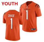 Youth Cincinnati Bengals #1 JaMarr Chase Limited Orange Vapor Jersey