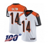 Youth Cincinnati Bengals #14 Andy Dalton White Vapor Untouchable Limited Player 100th Season Football Jersey