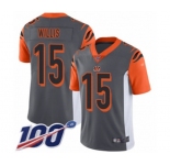 Youth Cincinnati Bengals #15 Damion Willis Limited Silver Inverted Legend 100th Season Football Jersey