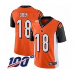 Youth Cincinnati Bengals #18 A.J. Green Orange Alternate Vapor Untouchable Limited Player 100th Season Football Jersey