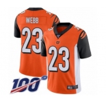 Youth Cincinnati Bengals #23 B.W. Webb Orange Alternate Vapor Untouchable Limited Player 100th Season Football Jersey